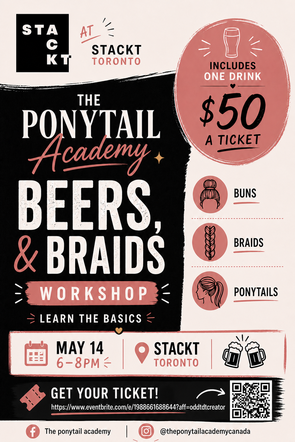 The Ponytail Academy: Beers and Braids Workshop